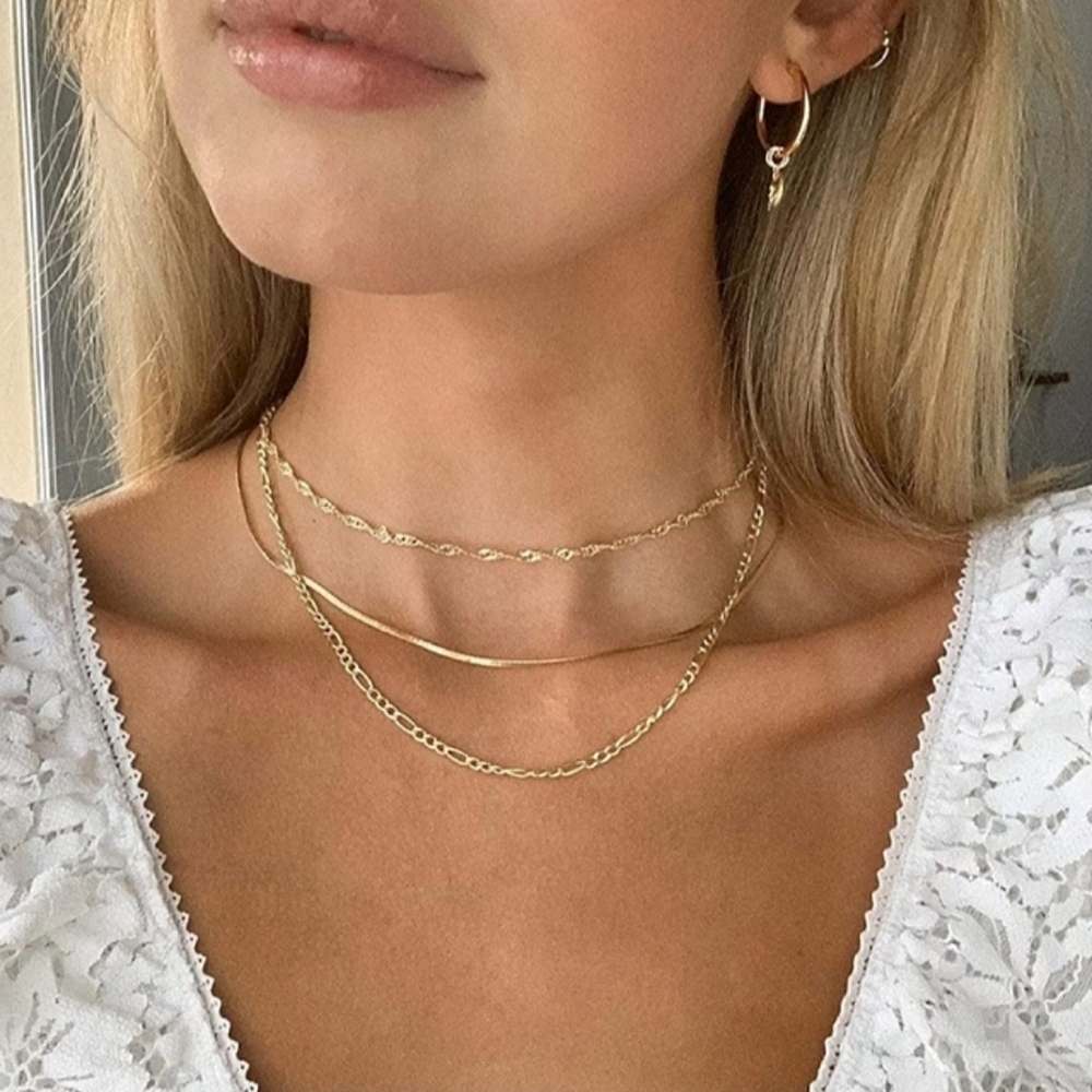 Free People Layered Gold Necklaces Set
